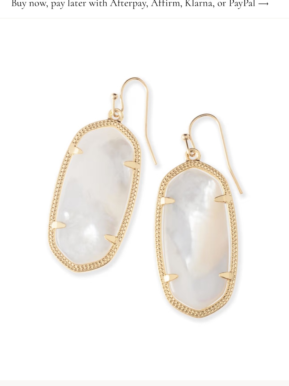 Kendra Scott White Oval Drop Earrings in Gold-Tone Frame